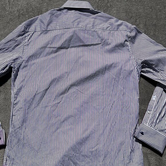 Bugatchi Uomo Dress‎ Shirt Mens 16.5 34/35 Purple Lavender French Cuffs - Picture 14 of 16